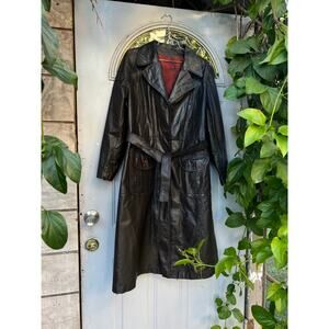 ￼ brown leather trenchcoat